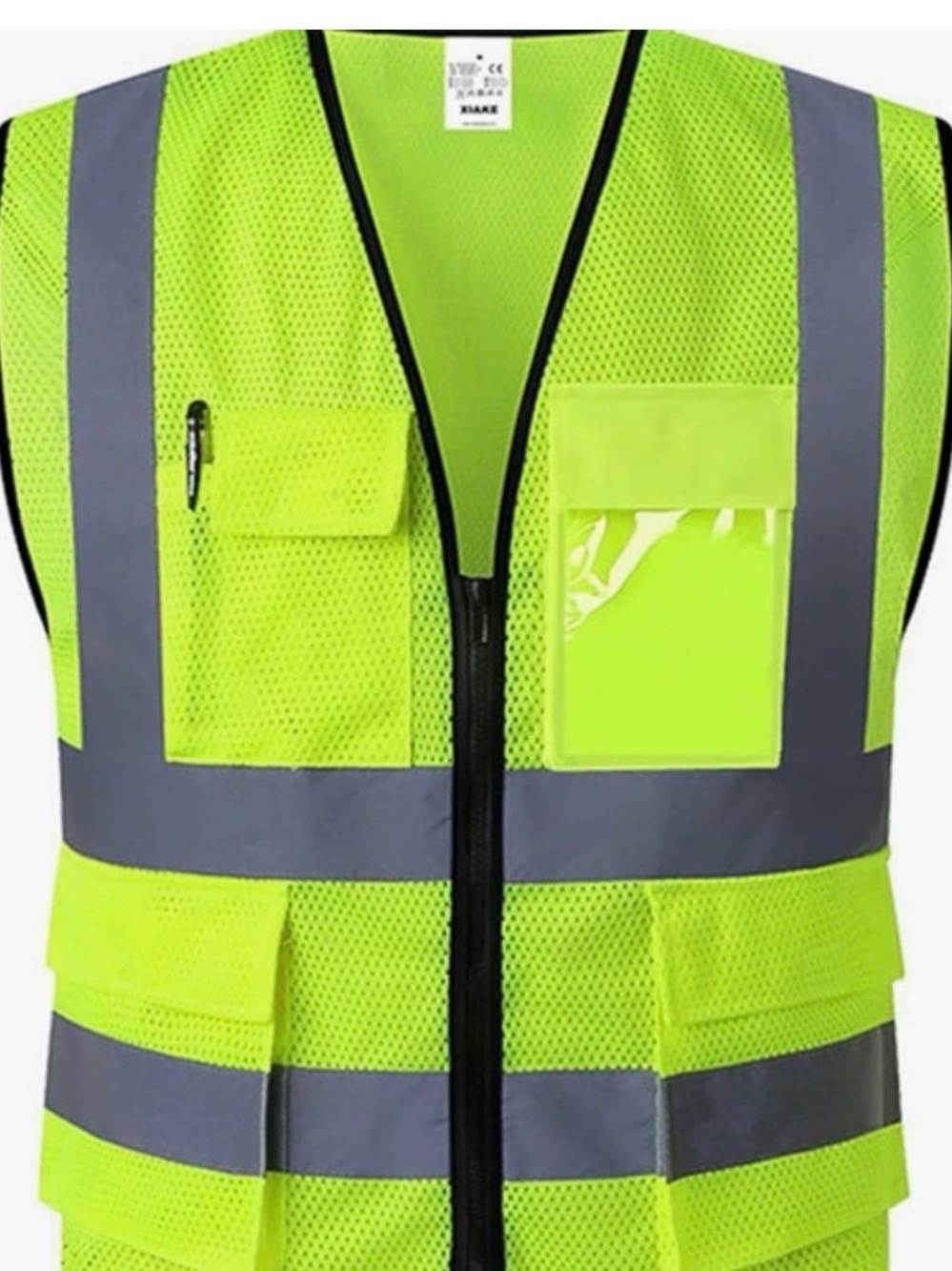 High-Visibility Safety Vest in Neon Lime with Reflective Stripes